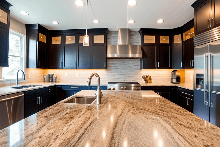 Brown quartzite kitchen countertops