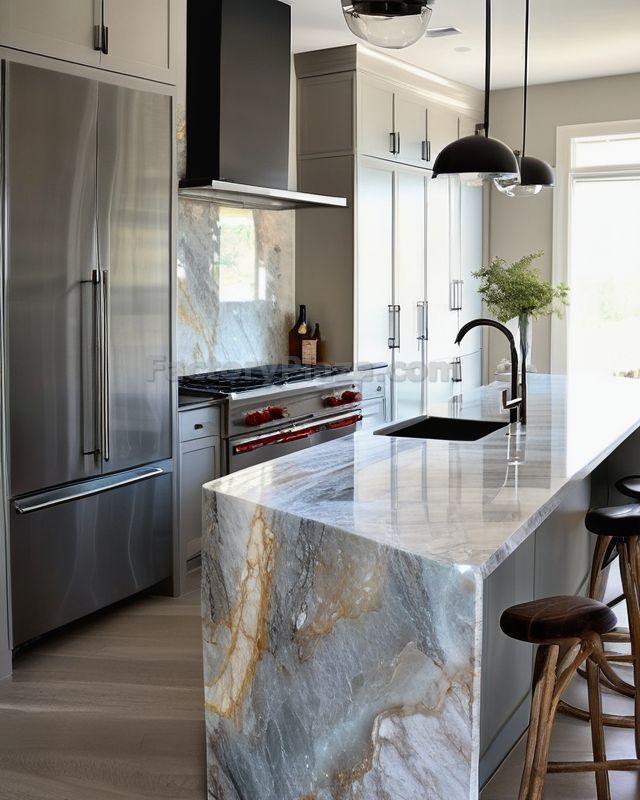 Transparent quartzite Cristallo translucent quartzite Kitchen countertops and island