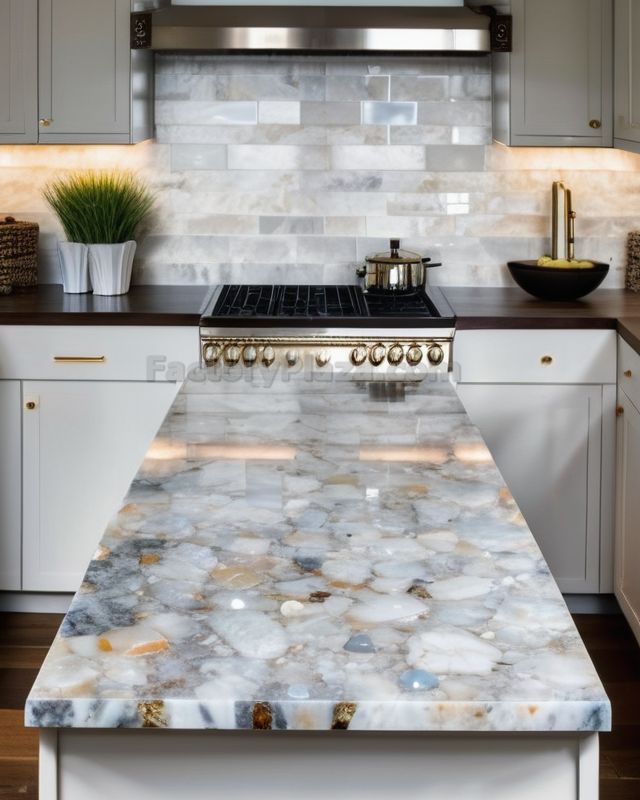 semi precious stone kitchen countertop island